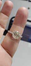 3.00 Carat G Color Round Diamond set in 18k White Gold Accent Ring Gorgeous Must See !!